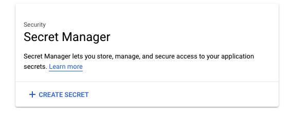 Google Secret Manager start page